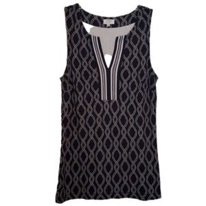 Crown & Ivy Women's Sleeveless Split Neck Printed Top Size Small